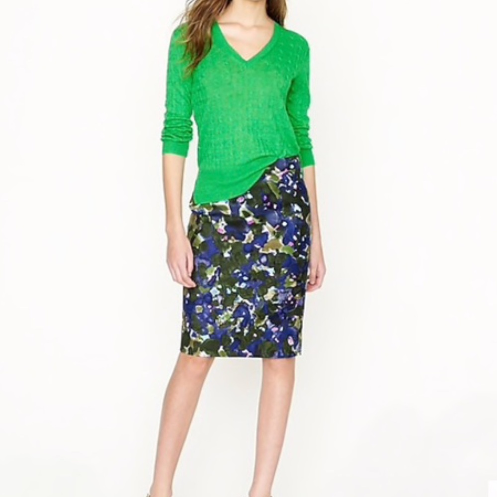 J.Crew Womens Pencil Skirt Garden Shade Floral Sz2